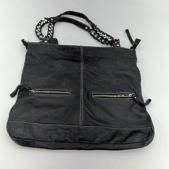 Celsius Black Leather Shoulder Bag - Picture 1 of 4